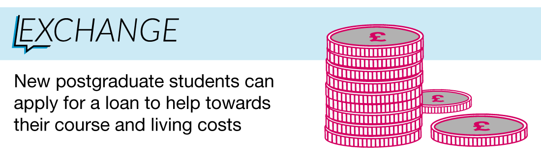 New postgraduate students can apply for a loan to help towards their course and living costs